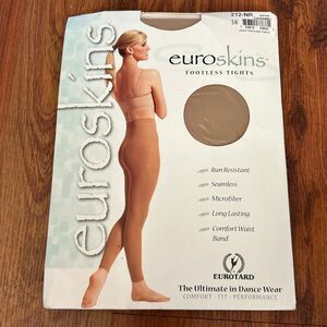 NEW Eurotard Euroskins footless tight beige caramel size S/M adult dance wear da